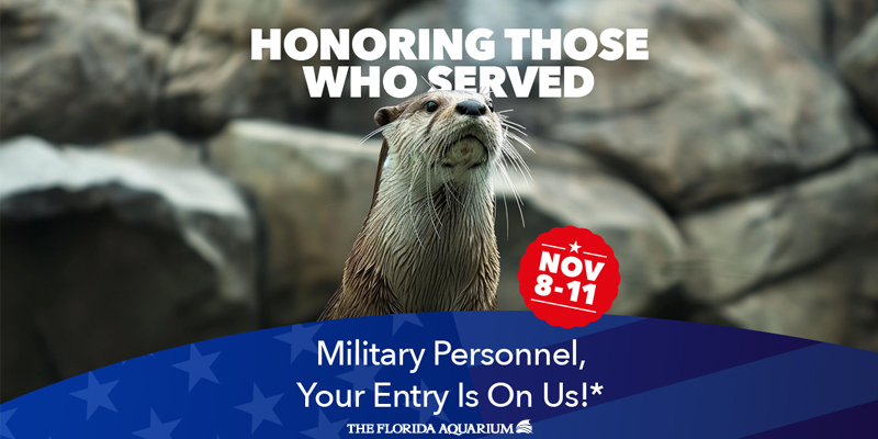 The Florida Aquarium Honoring Those Who Served Nov 8-11 2024 Military Personall entry on us